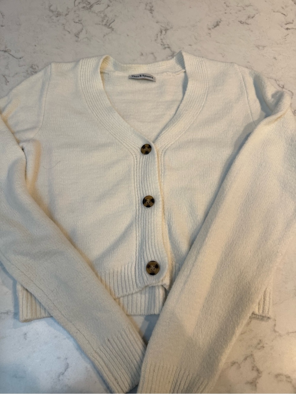 Ivory V-Neck Button Front Cardigan Sweater